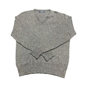 Vintage THANE Men's L Gray Orlon‎ Acrylic V-neck Pullover Sweater Made USA
